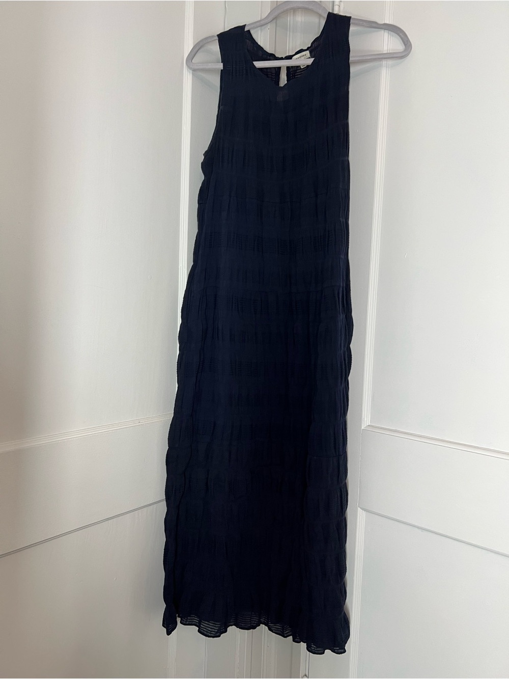 Max Studio Navy Sleeveless Textured Maxi Dress